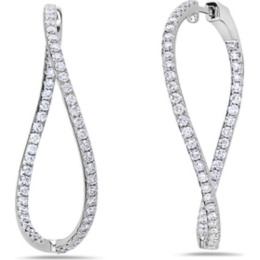 18K White Gold Open Pear Drop Diamond Earrings by Afarin
