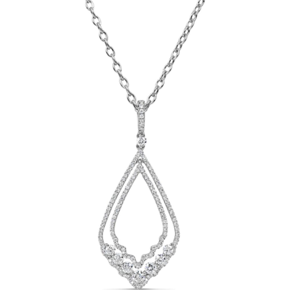 18K White Gold Open Pear-Shaped Diamond Pendant Necklace by Afarin