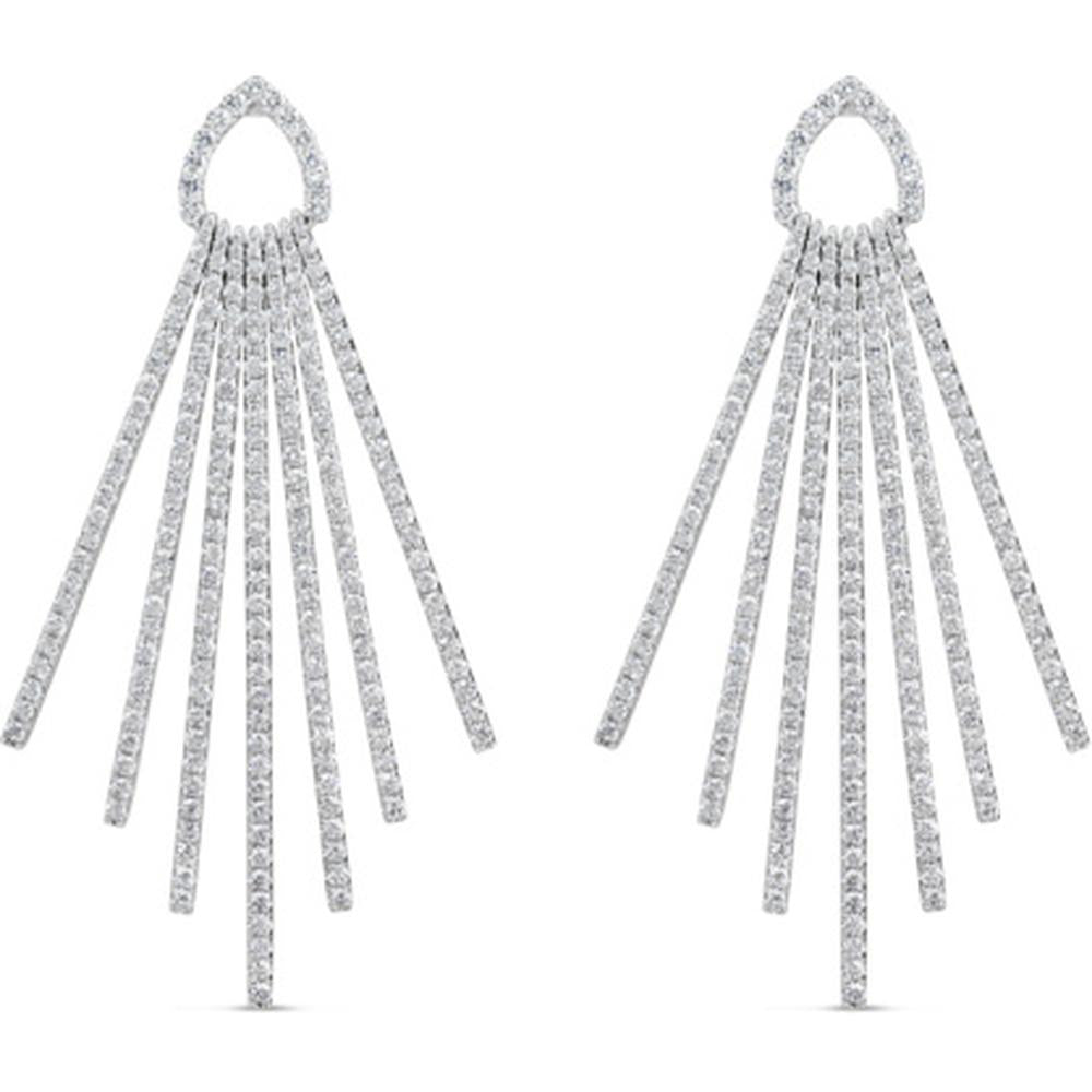 18K White Gold Open Pear-Shaped Fan Drop Diamond Earrings by Afarin