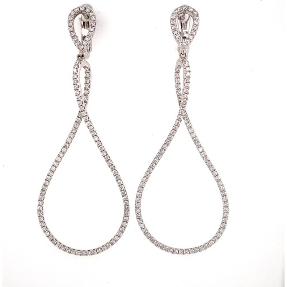 18K White Gold Open Teardrop Diamond Drop Earrings by Afarin