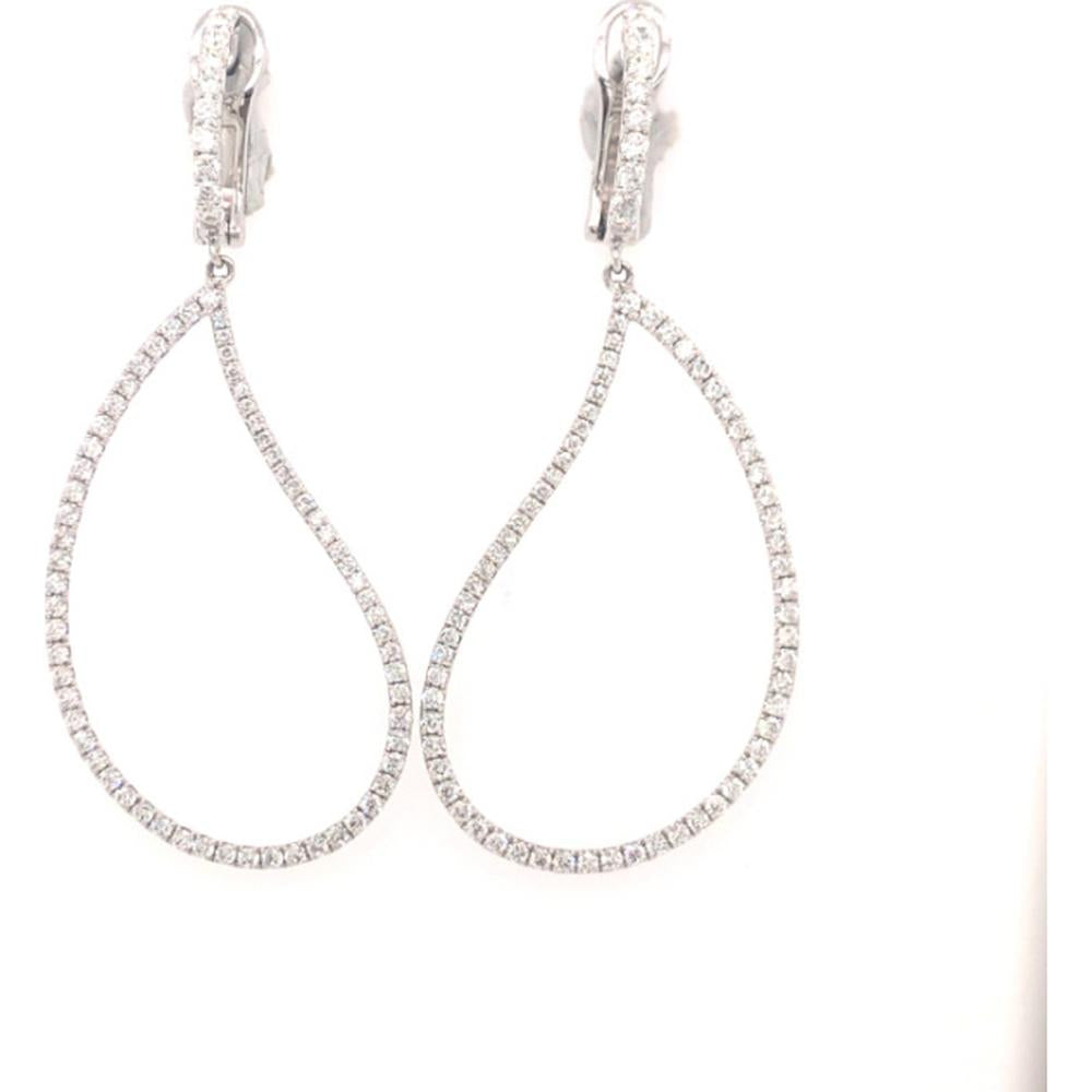 18K White Gold Open Teardrop Diamond Drop Earrings by Afarin