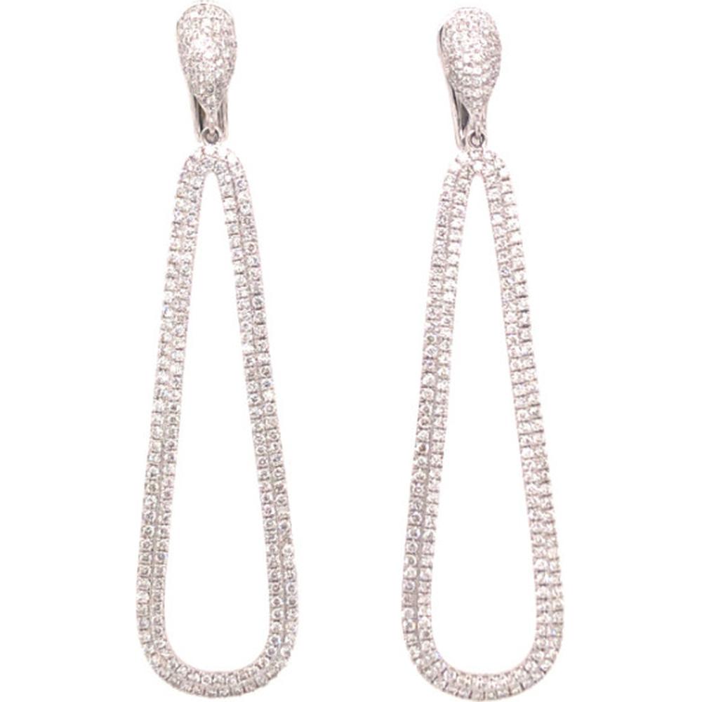 18K White Gold Open Teardrop Diamond Drop Earrings by Afarin