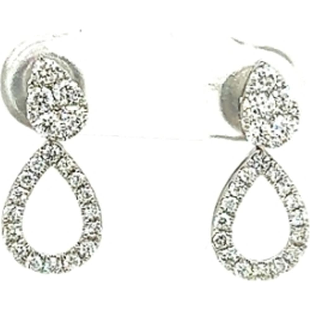 18K White Gold Open Teardrop Diamond Drop Earrings by Afarin