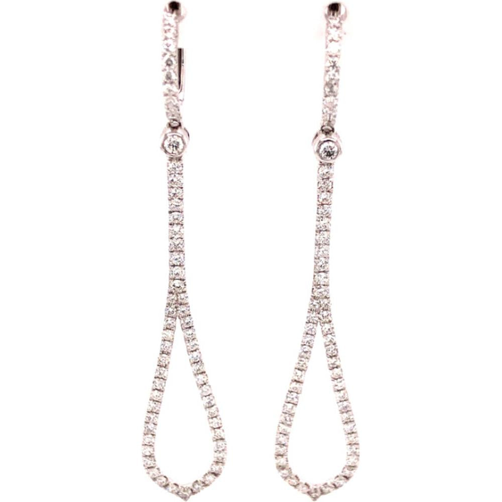 18K White Gold Open Teardrop Drop Earrings with Diamond Accents by Afarin