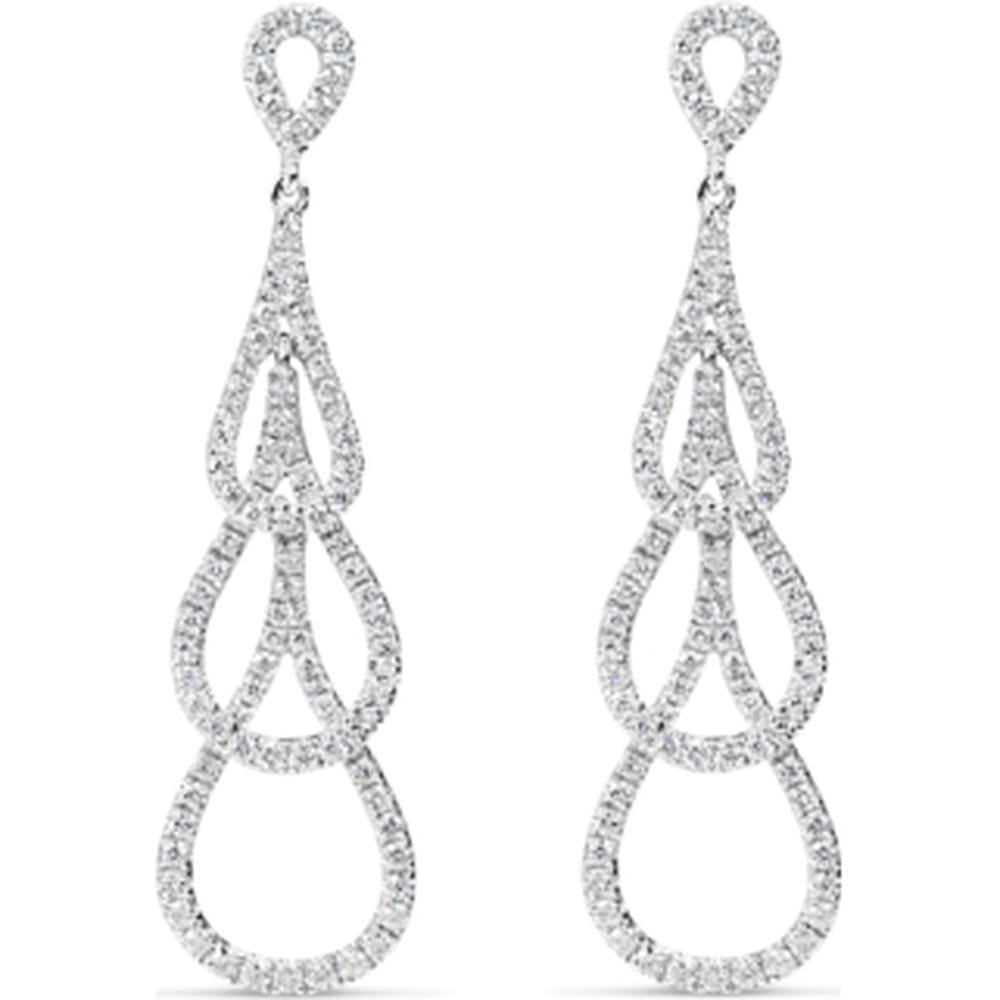 18K White Gold Open Teardrop Drop Earrings with Diamond Accents by Afarin