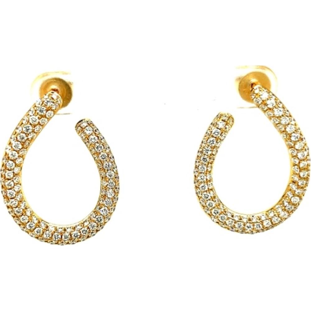 18K White Gold Open Teardrop Drop Earrings with Round Pavé-Set Diamonds by Afarin