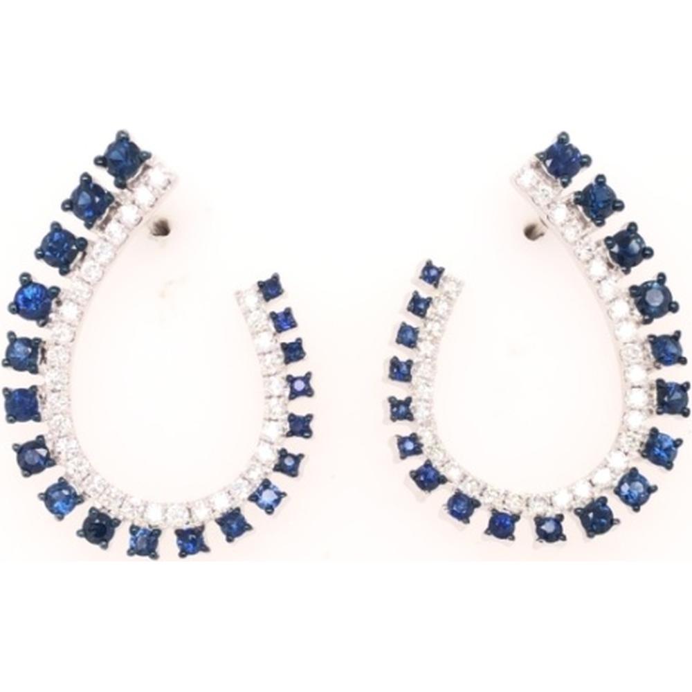18K White Gold Open Teardrop Earrings with Blue Sapphires and Diamond Accents by Afarin