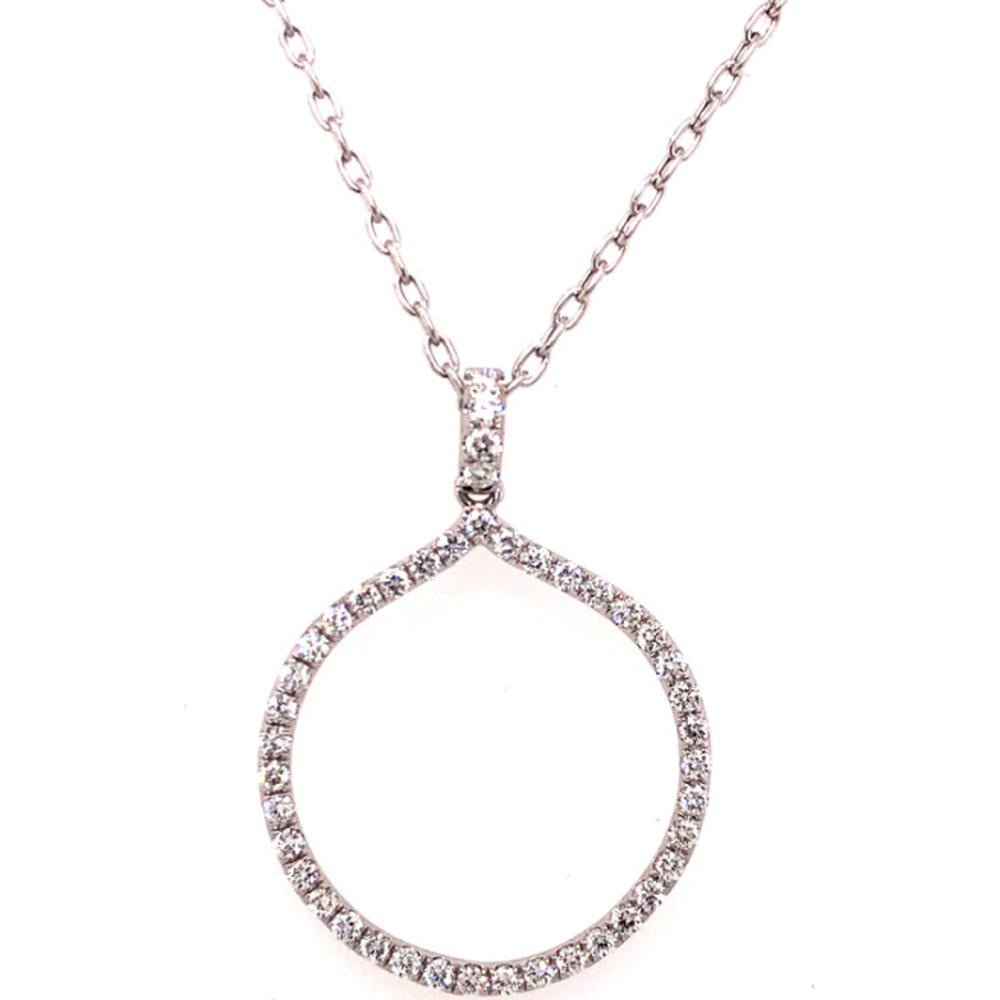 18K White Gold Open Teardrop Pendant with Round Diamonds by Afarin