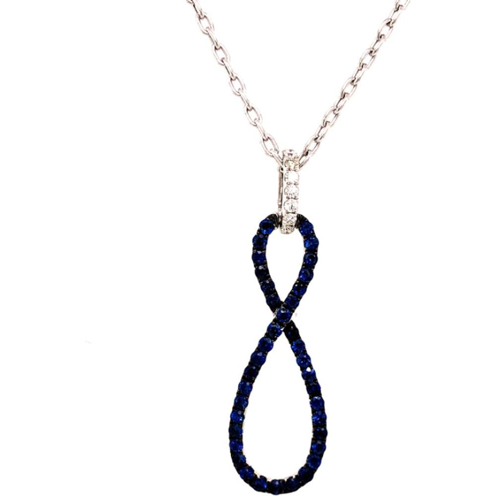18K White Gold Open Twist Pendant with Blue Sapphires and Diamond Bail by Afarin
