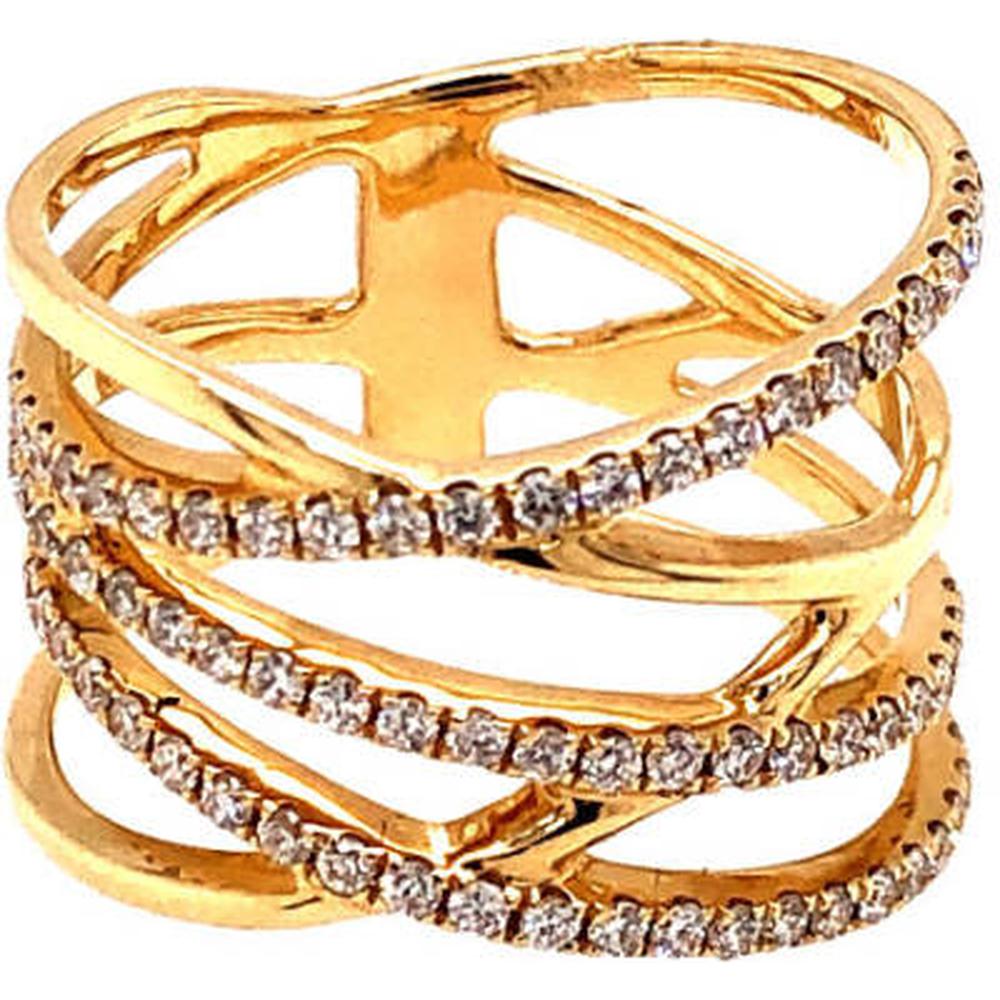 18K White Gold Openwork Crisscross Ring with Round Diamonds by Afarin
