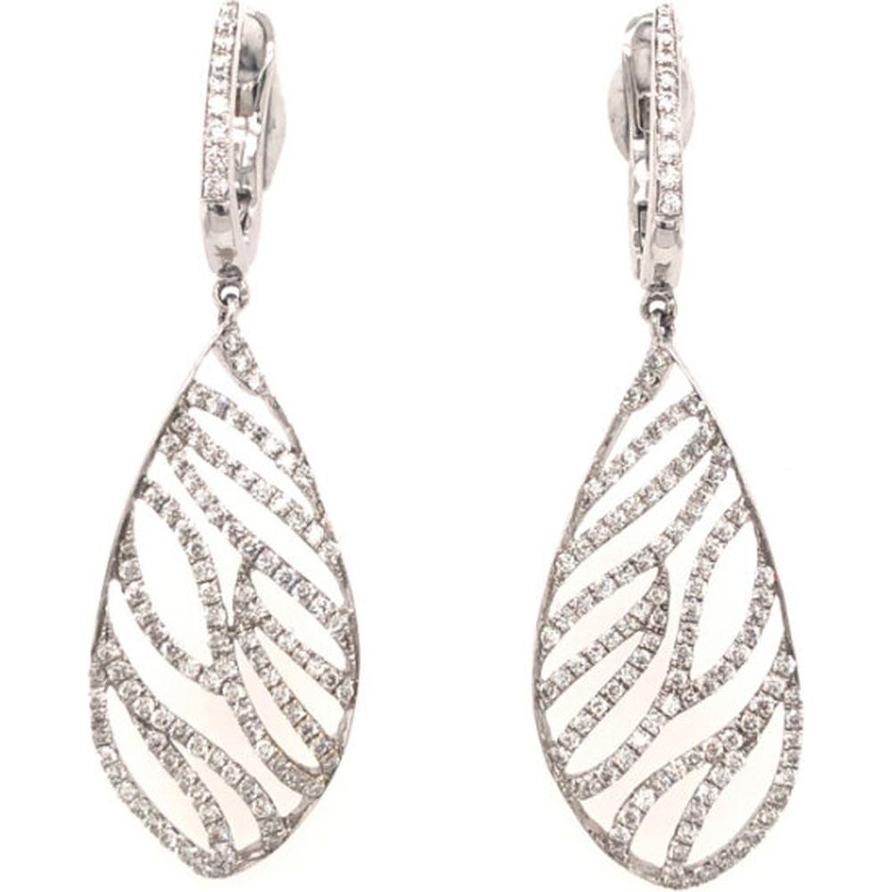 18K White Gold Openwork Diamond Drop Earrings with Diamond Huggie Tops by Afarin