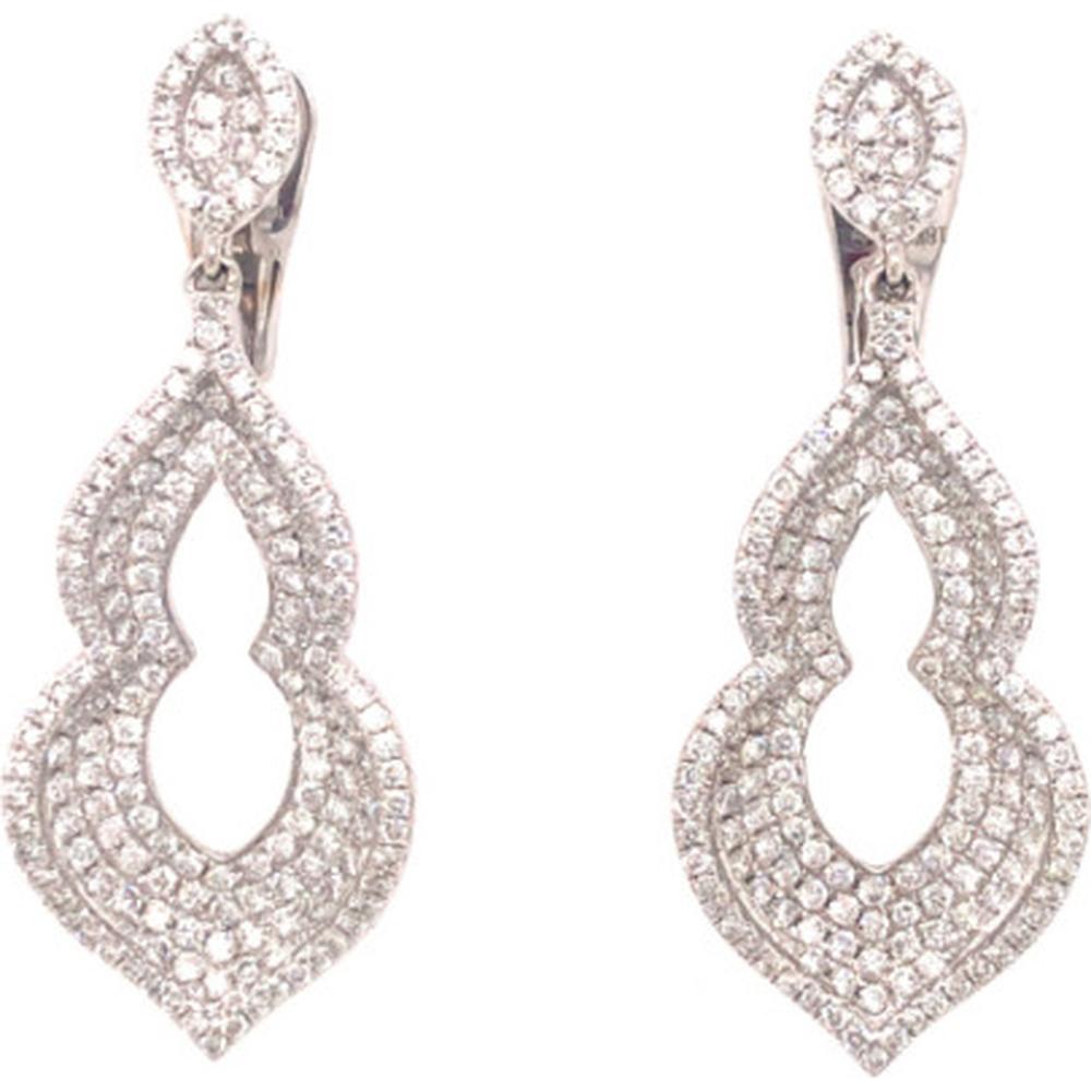 18K White Gold Openwork Diamond Drop Earrings with Pavé Set Round Diamonds by Afarin