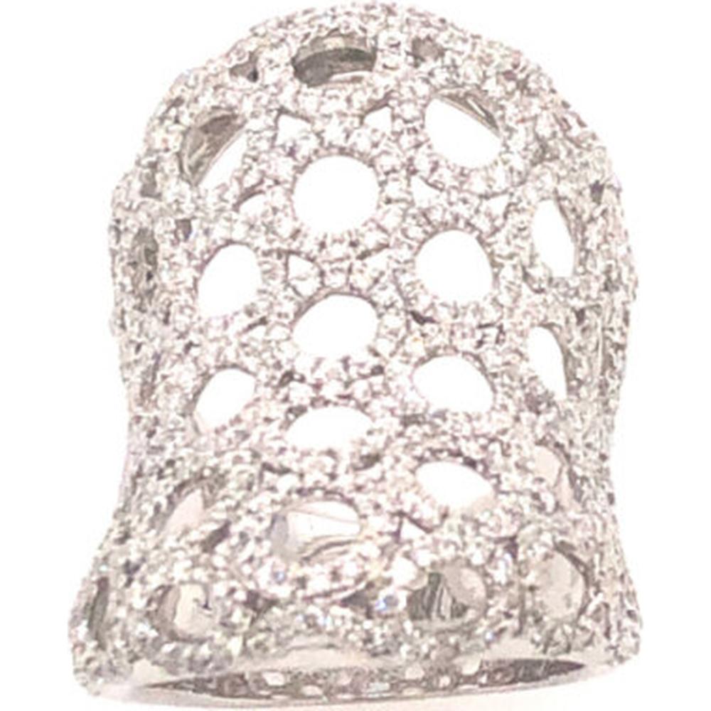 18K White Gold Openwork Diamond Fashion Ring by Afarin