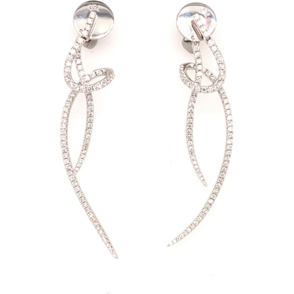 18K White Gold Openwork Drop Earrings with Diamond Accents by Afarin