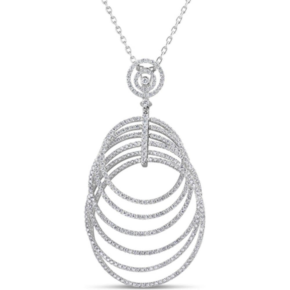 18K White Gold Openwork Geometric Diamond Pendant Necklace by Afarin