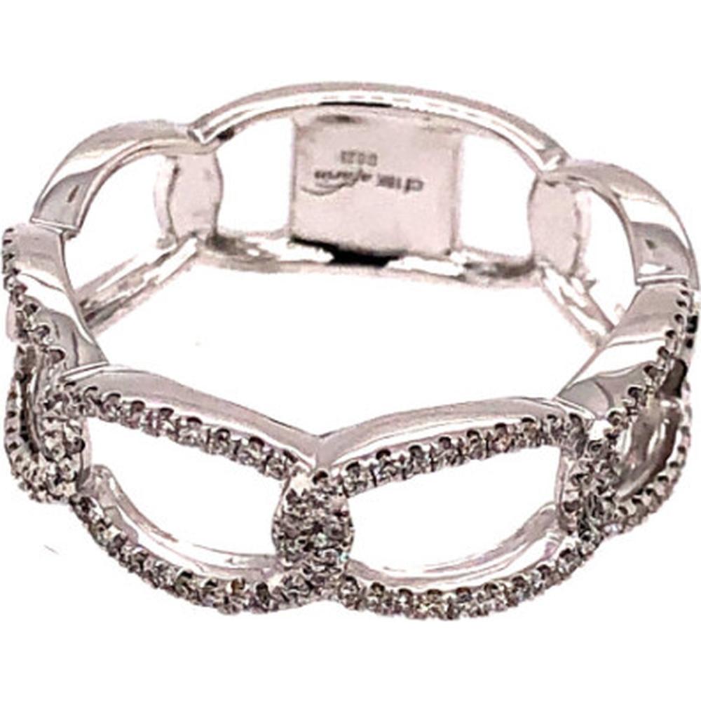 18K White Gold Openwork Geometric Diamond Ring with Pavé-Style Round Diamond Accents by Afarin