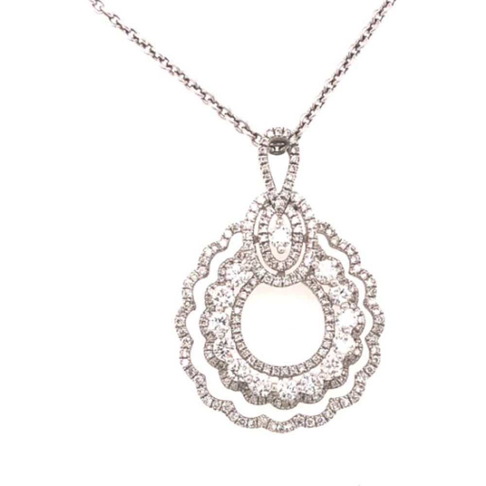 18K White Gold Openwork Scalloped Diamond Pendant Necklace by Afarin