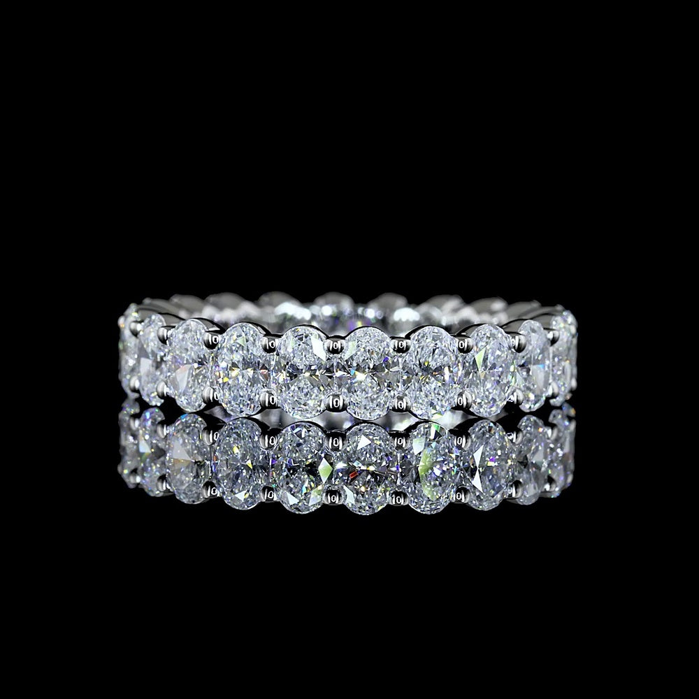18K White Gold Oval Cut Lab Diamond Eternity Band - 2.97 Carat Total Weight, 22 Stones, E-F VS Clarity, North-South Prong Setting - Covaloro Fine Jewelry