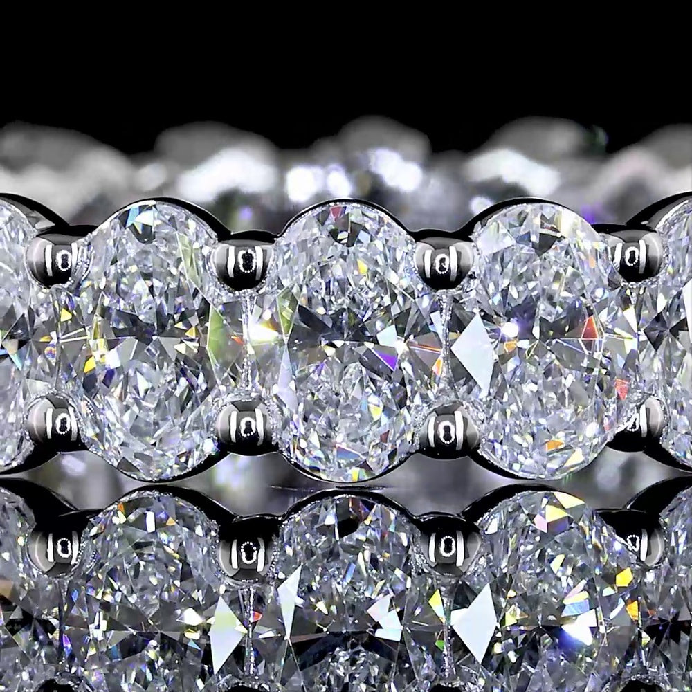 18K White Gold Oval Cut Lab Diamond Eternity Band - 2.97 Carat Total Weight, 22 Stones, E-F VS Clarity, North-South Prong Setting - Covaloro Fine Jewelry