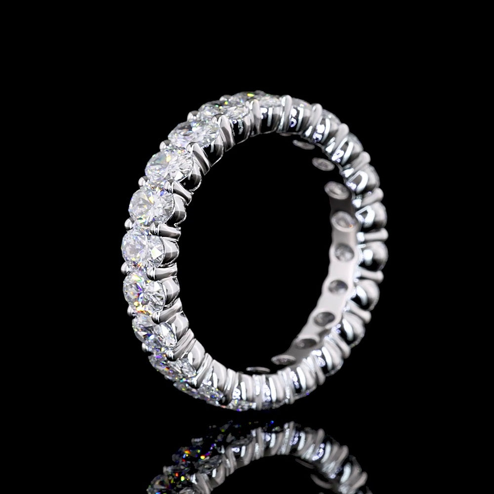 18K White Gold Oval Cut Lab Diamond Eternity Band - 2.97 Carat Total Weight, 22 Stones, E-F VS Clarity, North-South Prong Setting - Covaloro Fine Jewelry