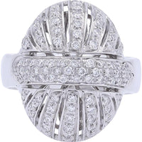 18K White Gold Oval Diamond Cluster Ring - 0.75 Carat Total Diamond Weight