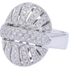 18K White Gold Oval Diamond Cluster Ring - 0.75 Carat Total Diamond Weight