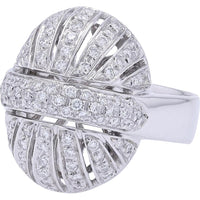 18K White Gold Oval Diamond Cluster Ring - 0.75 Carat Total Diamond Weight