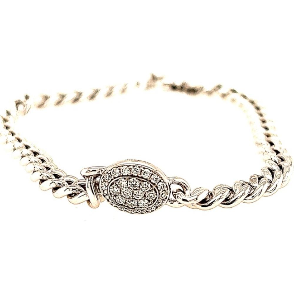 18K White Gold Oval Diamond Motif Fancy Link Bracelet by Afarin