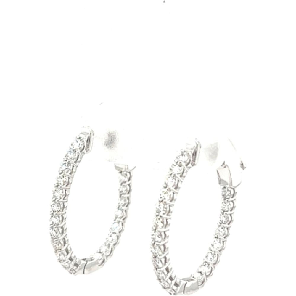 18K White Gold Oval Hoop Diamond Earrings by Afarin
