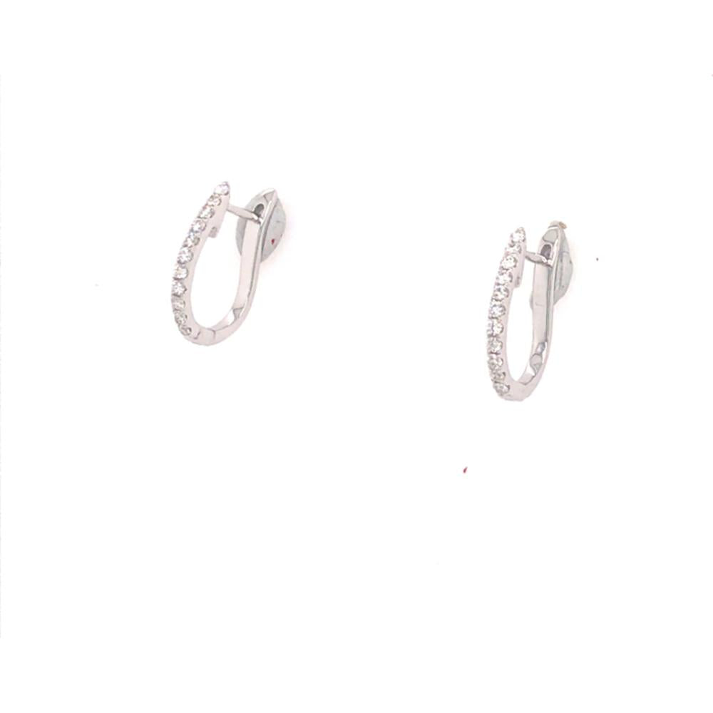 18K White Gold Oval Huggie Earrings with Front-Set Round Diamonds by Afarin