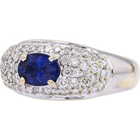 18K White Gold Oval Sapphire Ring with 0.60 Carat Diamond Accents - 1.02 Carat Total Sapphire Weight
