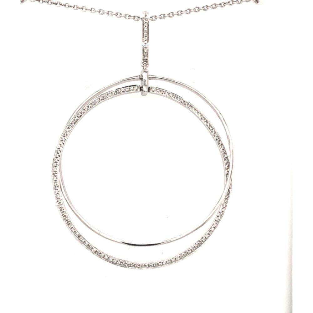 18K White Gold Overlapping Circle Pendant Necklace with Diamonds by Afarin