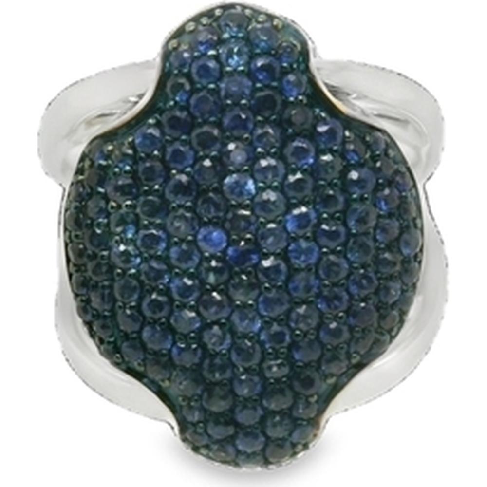 18K White Gold Pavé Blue Sapphire Motif Ring by Afarin