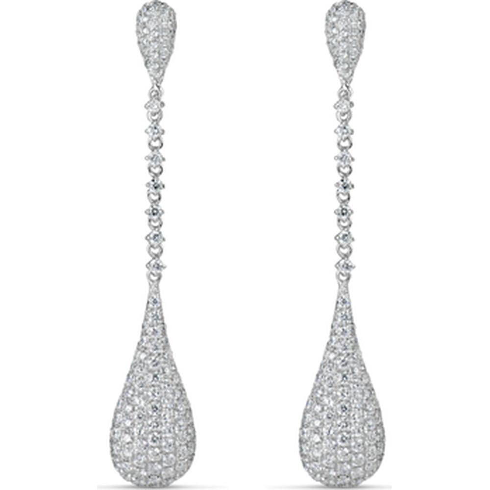 18K White Gold Pavé Diamond Drop Earrings by Afarin