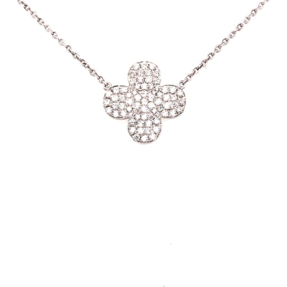 18K White Gold Pavé Diamond Four-Petal Motif Necklace by Afarin