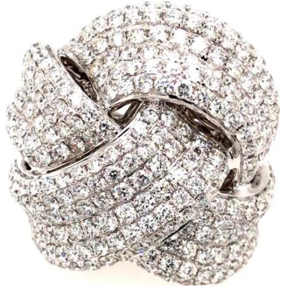 18K White Gold Pavé Diamond Knot Statement Ring by Afarin