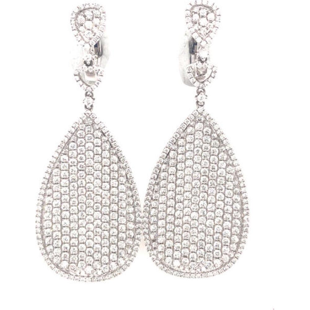 18K White Gold Pavé Diamond Teardrop Drop Earrings by Afarin