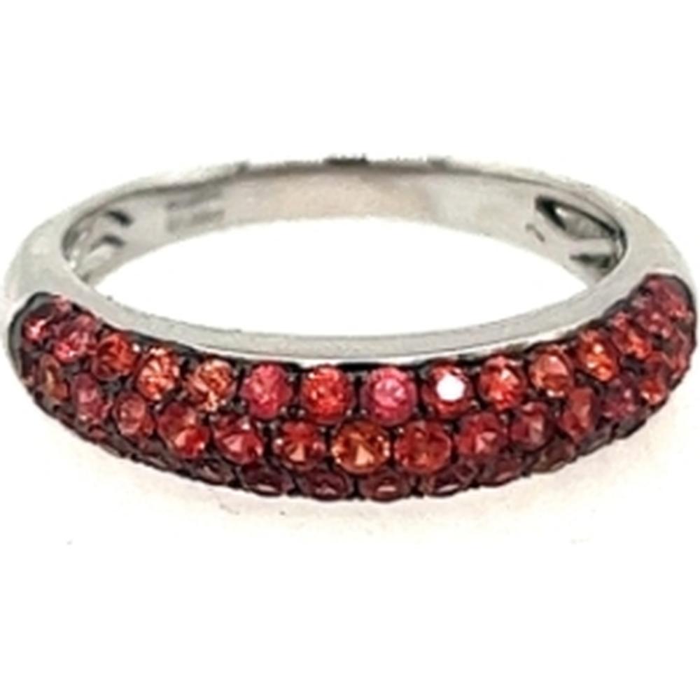 18K White Gold Pavé Orange Sapphire Band Ring by Afarin