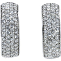 18K White Gold Pavé-Set Diamond C-Hoop Earrings - 1.00 Carat Total Diamond Weight