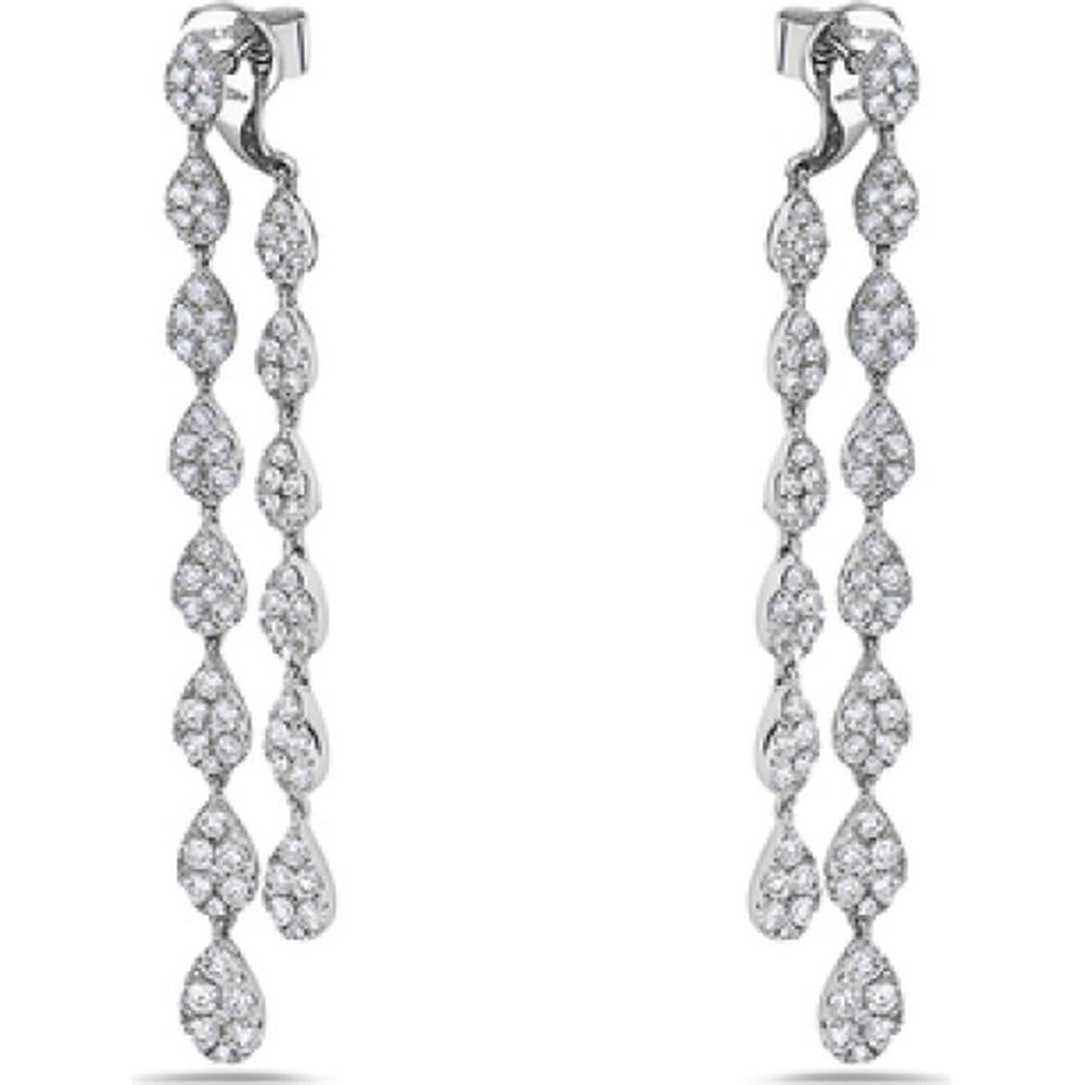 18K White Gold Pear Shape Diamond Drop Earrings by Afarin