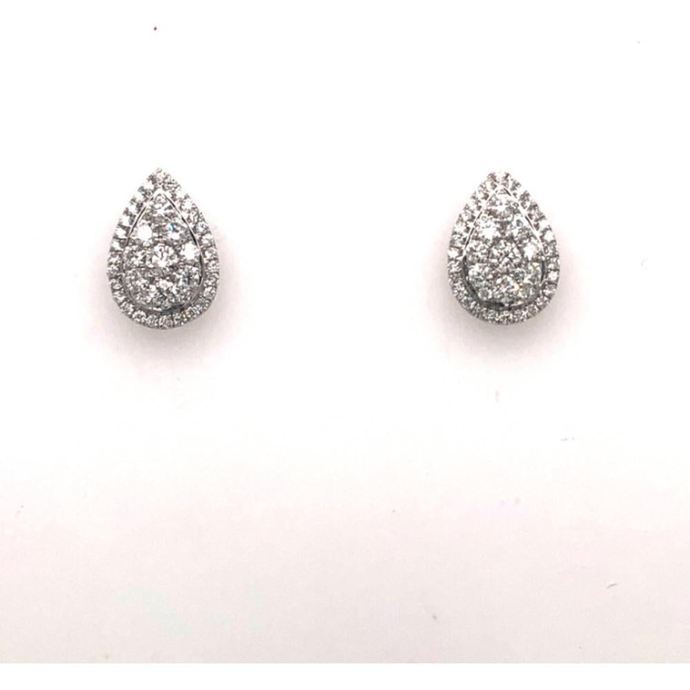 18K White Gold Pear Shape Diamond Stud Earrings by Afarin