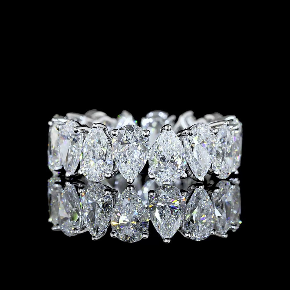 18K White Gold Pear Shape Eternity Band with North-South Prong Set Lab Diamonds - 5.82 Carats Total Diamond Weight - Covaloro Fine Jewelry