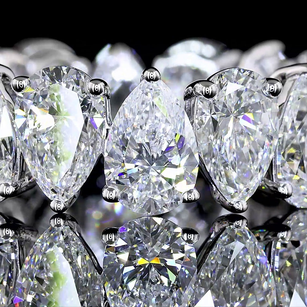 18K White Gold Pear Shape Eternity Band with North-South Prong Set Lab Diamonds - 5.82 Carats Total Diamond Weight - Covaloro Fine Jewelry