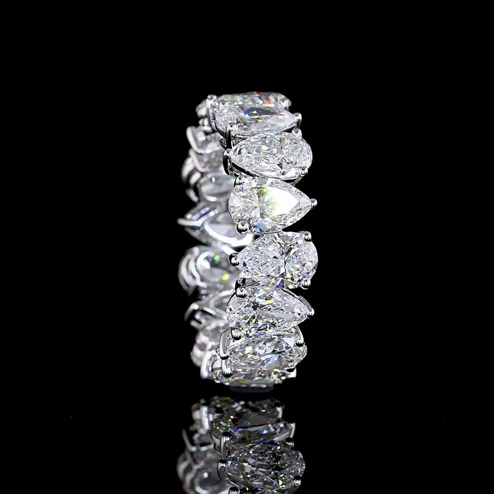 18K White Gold Pear Shape Eternity Band with North-South Prong Set Lab Diamonds - 5.82 Carats Total Diamond Weight - Covaloro Fine Jewelry