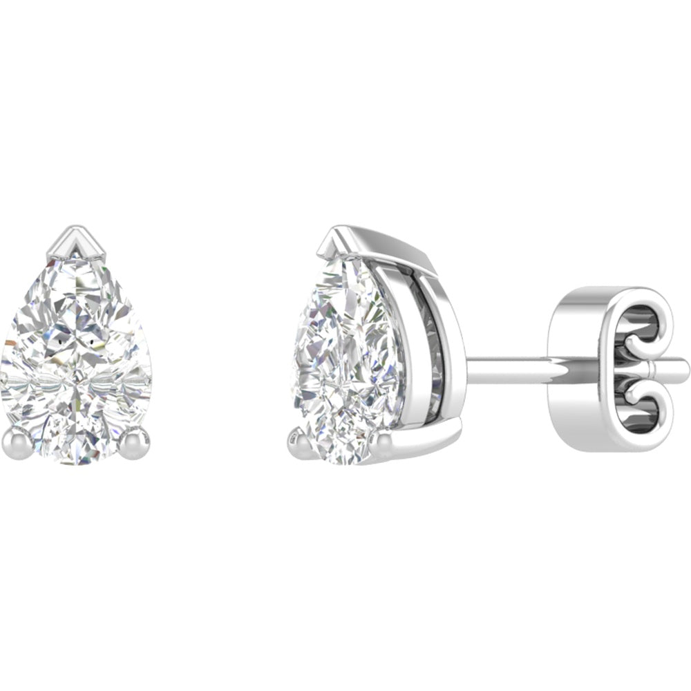 18K White Gold Pear Shape Lab Diamond Stud Earrings - 2.01 Carat Total Weight, E-F Color, VS2 Clarity - Covaloro Fine Jewelry