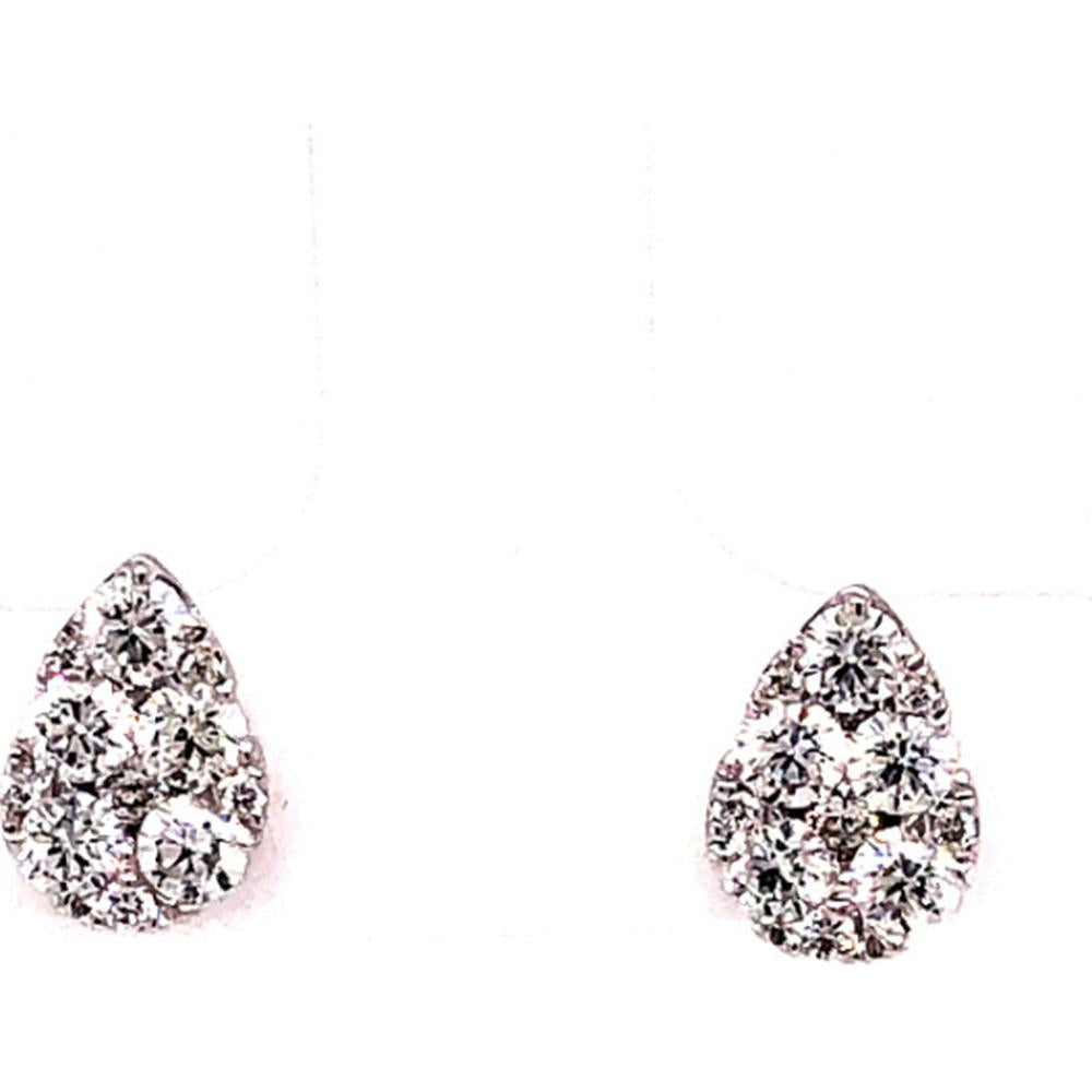 18K White Gold Pear-Shaped Cluster Diamond Stud Earrings by Afarin