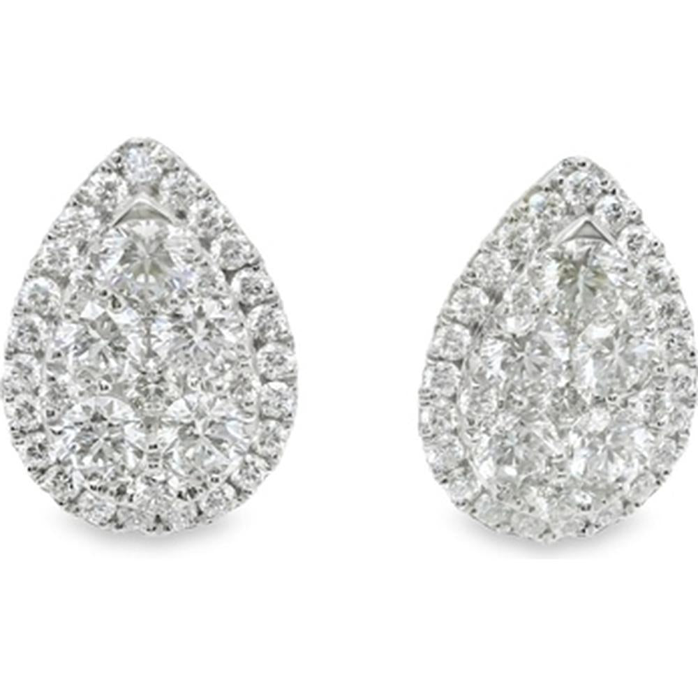 18K White Gold Pear-Shaped Diamond Stud Earrings by Afarin