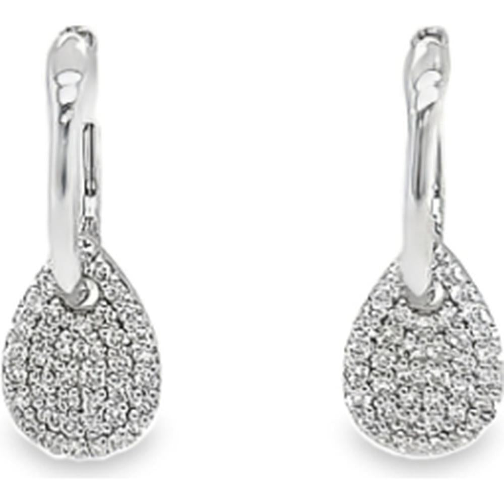 18K White Gold Pear-Shaped Pavé Diamond Drop Earrings by Afarin