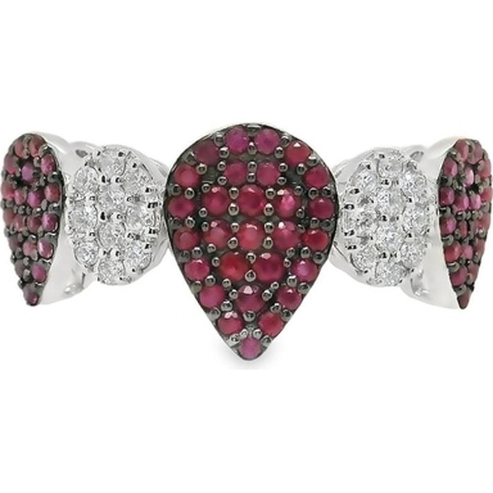 18K White Gold Pear-Shaped Ruby and Diamond Statement Ring by Afarin
