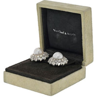 18K White Gold Pearl Diamond Bombe Earrings - Van Cleef & Arpels